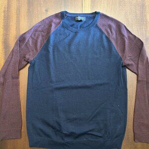 Banana Republic merino wool sweater, men's, small, navy and maroon color block